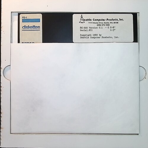 86-DOS Version 0.1-C - Serial #11 (ORIGINAL DISK)