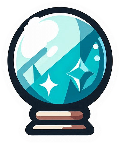 un voyant avec une boule de cristal en styyle cartoon simplifié en quatre couleurs