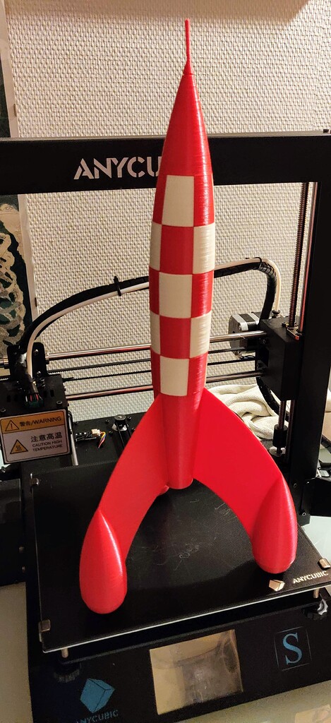 Grande Fusée Tintin 60cm - Impression 3D Artisanale - Figurine Objet Déco